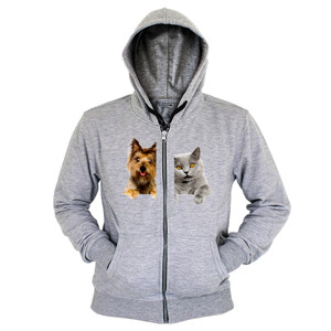 Hoodie Zipper Anjing Kucing Berteman