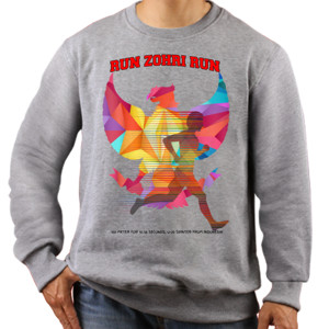 Jaket Sweater RUN ZOHRI RUN, LARI CEPAT REKOR DUNIA 10.18 SECOND