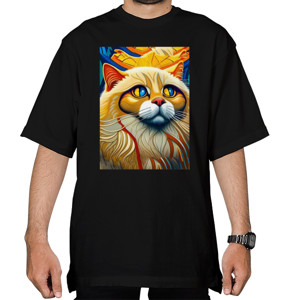 Kaos Oversize Kucing Abstrak Estetik