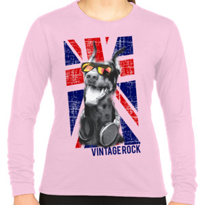 Kaos Stylish Happy Dog - England Vintage Rock
