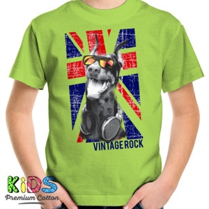 Kaos Stylish Happy Dog - England Vintage Rock