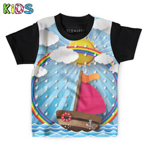Kaos Anak Full-Print Kaos Anak Yacht on sea with rain