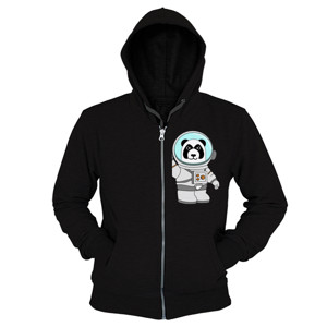 Hoodie Zipper panda dengan baju astronot melambaikan tangan