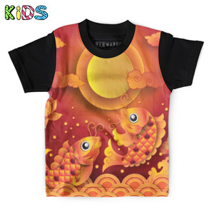Kaos Anak Full-Print Baju Kaos Anak Golden koi