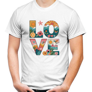 Kaos Love dengan Ornamen Laut
