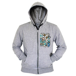 Hoodie Zipper Cow Blue