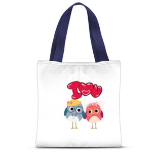 Tas Tote Fullprint Tas love you couple bird