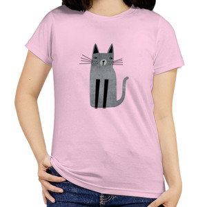 Kaos Female t-shirt grey cat