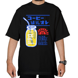 Kaos Oversize Drink bottle japan clligraphy tshirt