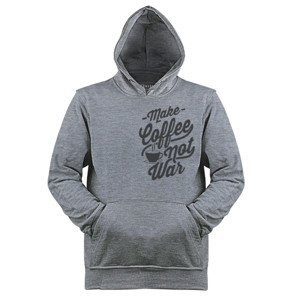 Jaket Hoodie Make Coffee Not War - grey