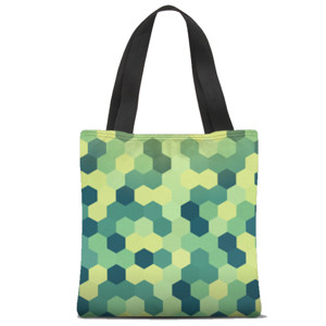 Tas Tote Fullprint Tas Tote Fullprint Motif hexagonal Hijau