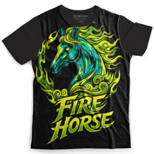 Kaos Fullprint Fire Horse T-Shirt | Flaming Horse Artwork | Stree