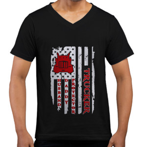 Kaos  Trucker Husband Daddy Protector American Flag - 2