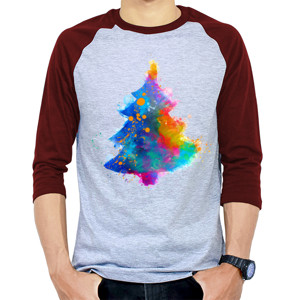 Kaos Raglan splash christmas tree
