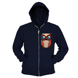 Hoodie Zipper burung hantu lucu di atas dahan