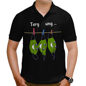 Kaos Polo Kartun Masker Lucu