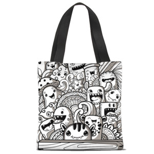 Tas Tote Fullprint Doodle Full Print