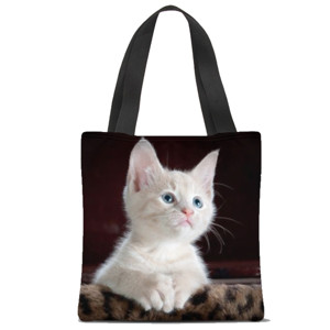 Tas Tote Fullprint Tas Tote Bag Full Print Kitten on Brown
