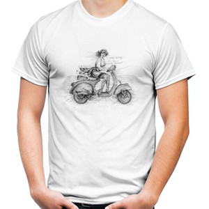 Kaos sketsa scribble vespa
