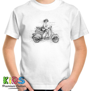 Kaos sketsa scribble vespa