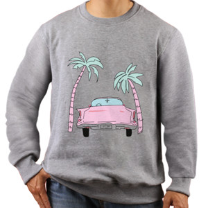 Jaket Sweater kaos palm beach pink car