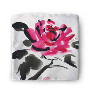 Sarung Bantal Lukisan Tinta Mawar Warna Pink 