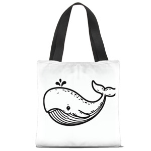 Tas Tote Fullprint Totebag coloring whale