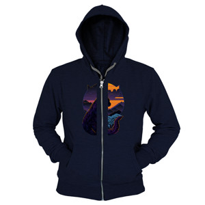 Hoodie Zipper Black Cat Illustration
