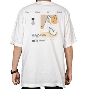 Kaos Oversize CATTO IN THE BOX White Oversized Tee