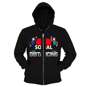 Hoodie Zipper i love social distancing uj73