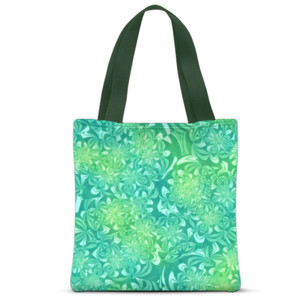 Tas Tote Fullprint Batik Bunga Hijau