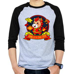 Kaos Raglan Cute Fire Horse Lunar New Year