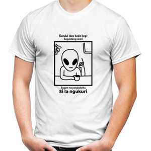 Kaos Kundul ibas kede kopi warna putih