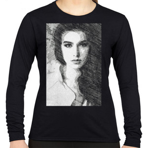 Kaos 1.front_Beauty_woman_sket_pencil_black_hery