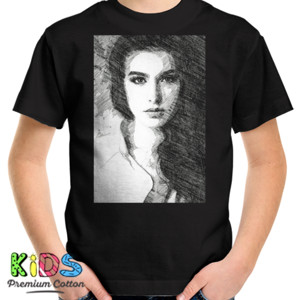 Kaos 1.front_Beauty_woman_sket_pencil_black_hery