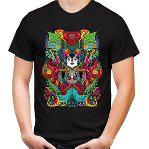 Kaos doodle art wolf and skull