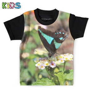 Kaos Anak Full-Print Blue-Brown Butterfly