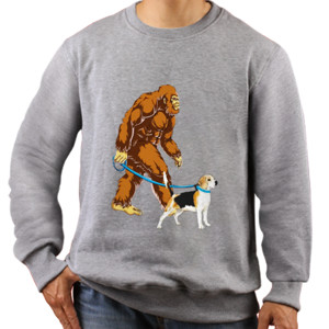 Jaket Sweater bigfoot wallking dog