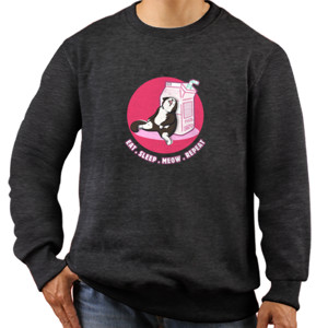 Jaket Sweater Kucing Tidur | Eat Sleep Meow Repeat