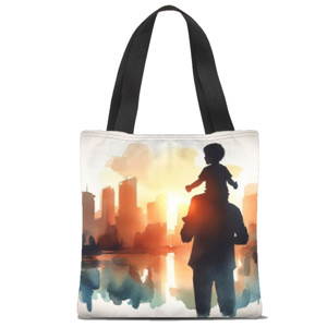 Tas Tote Fullprint Lukisan ayah dan anak