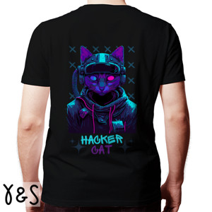 Kaos Hacker Cat streetwear