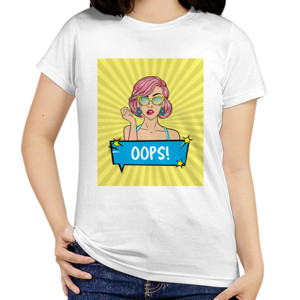 Kaos Round Neck Shirt - Girl with Pink Hair