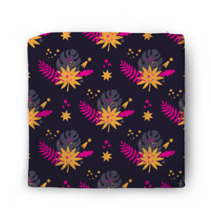 Sarung Bantal Tropical Leaves in Fuchsia & Gold