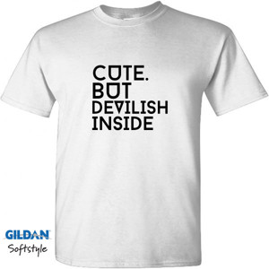 Kaos Pria - Gildan Softstyle Cute But Devilish Inside 
