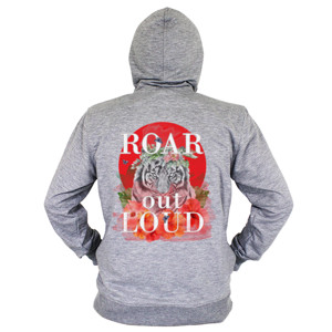 Hoodie Zipper Roar Out Loud, Tiger on red moon