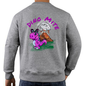 Jaket Sweater Dino Mite ungu (hanya belakang)