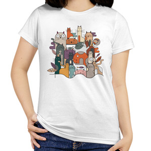 Kaos Ilustasi Kucing Abstract