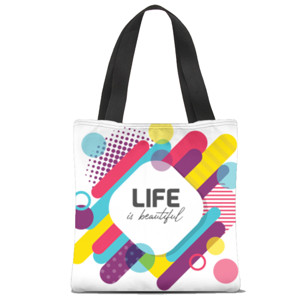 Tas Tote Fullprint Life Is Beautiful