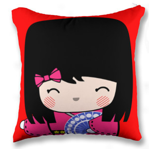 Bantal CUTE JAPANESE GIRL WITH PAPER FAN