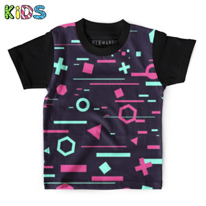 Kaos Anak Full-Print Baju Kaos Anak Glitch effect trendy
